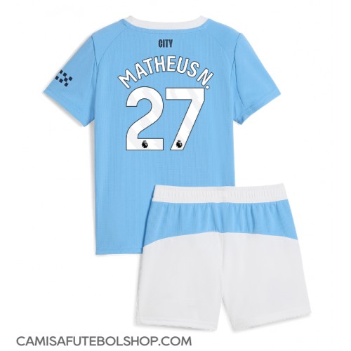 Camisa de time de futebol Manchester City Matheus Nunes #27 Replicas 1º Equipamento Infantil 2025-26 Manga Curta (+ Calças curtas)